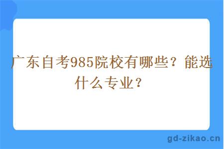 广东自考985院校有哪些？能选什么专业？