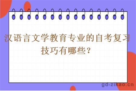 汉语言文学教育专业的自考复习技巧有哪些？