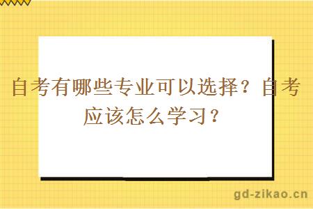 自考有哪些专业可以选择？自考应该怎么学习？