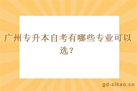 广州专升本自考有哪些专业可以选？