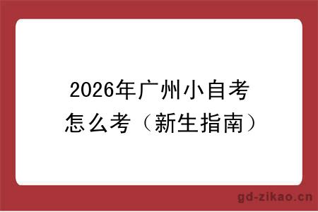 2026年广州小自考怎么考（新生指南）