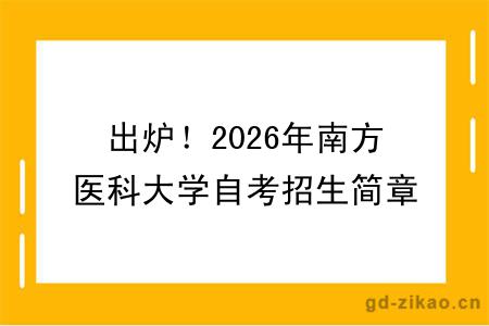 出炉！2026年南方医科大学自考招生简章