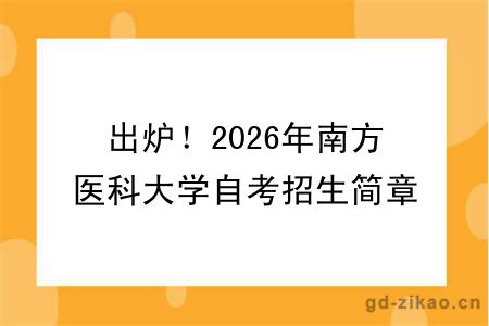 出炉！2026年南方医科大学自考招生简章
